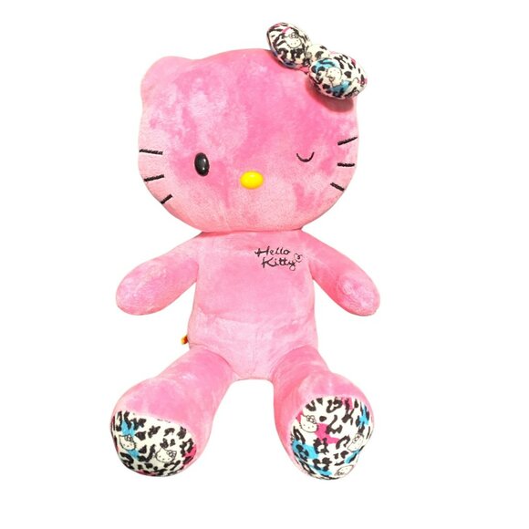 Vtg Build-A-Bear Hello Kitty Pink Plush Winking Eye Sanrio Leopard Bow Outfit - Picture 4 of 12